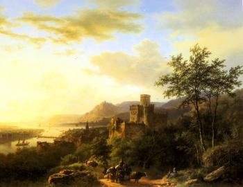巴倫德 科內利斯 庫庫尅 Travellers on a Path in an extensive Rhineland Landscape 巴倫德 科內利斯 庫庫尅 Travellers on a Path in an extensive Rhineland Landscape